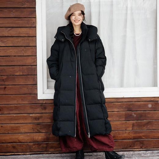 绽放871朵/阿勒泰鹅绒服加厚长款过膝保暖90白鹅绒黑色保暖羽绒服 商品图2