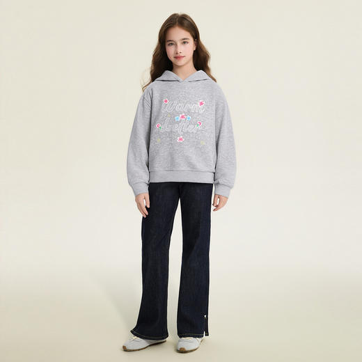 笛莎Deesha 童装女童卫衣2026春新款甜美宽松连帽卫衣 商品图2