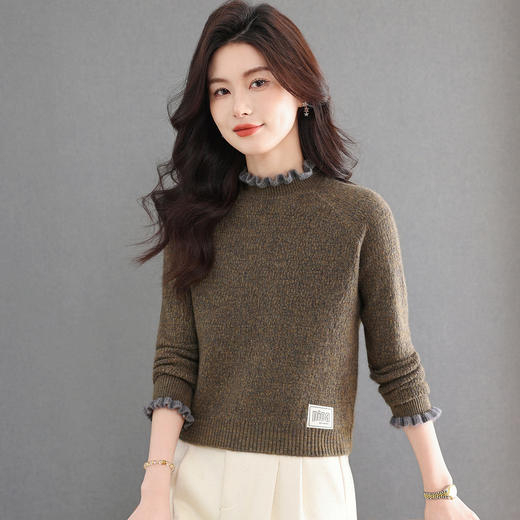 CC木耳领打底衫女高腰小个子上衣2025新款冬季内搭漂亮减龄厚款毛衣 商品图3