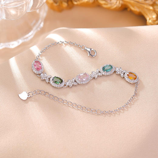 【炫彩蝶】S925纯银镀玫瑰金彩色碧玺蝴蝶手链【CW-SL11886】 商品图2
