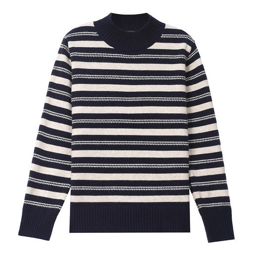 CC半高领条纹毛衣女秋冬季2025新款厚款保暖妈妈打底衫洋气内搭上衣 商品图4