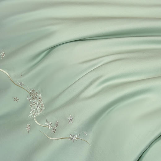 鎏金澳棉四件套 春樱漱雪（奶白绿） 商品图7