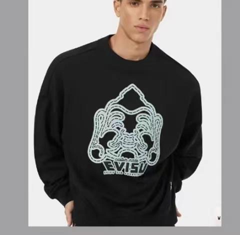 D123004新款佛头印花银狐绒落肩袖圆领卫衣男女同款 商品图5