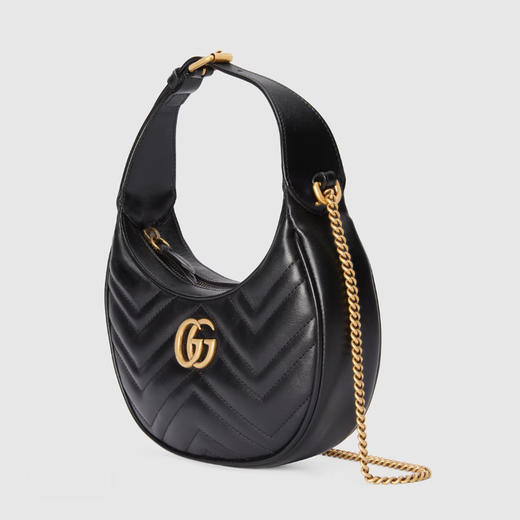 【一】GUCCI 古驰 女士 GG Marmont系列 半月造型迷你手提包 黑色 699514 DTDHT 1000 商品图1