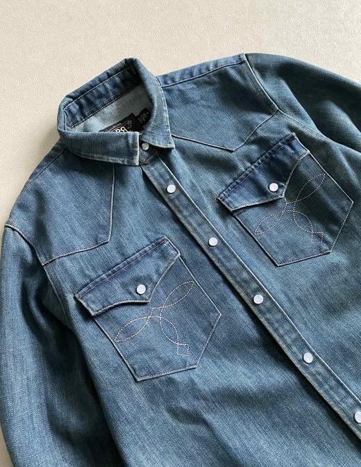 D123008传统美式工装风男士商务休闲牛仔衬衫 商品图8