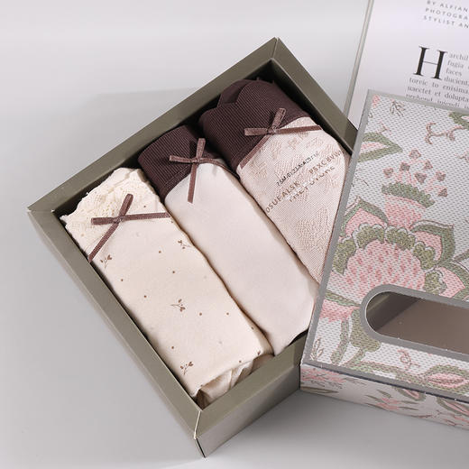 美奈川三条盒装女内裤(裸紫+裸肤+牛奶)DK07355 商品图0