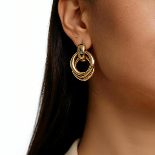 【宋佳&辛芷蕾&古力娜扎&钟楚曦&管乐&江一燕&蓝盈莹&李佳薇同款】古罗马时期 | 罗马金/银色双圈耳环（2色可选） 商品图3