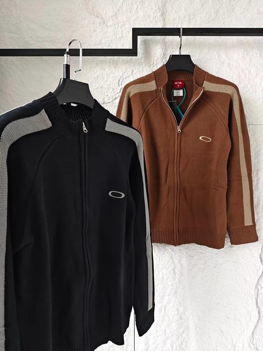 D123026刺绣标识古着色织拼接拉链针织毛衣外套男女同款 商品图6