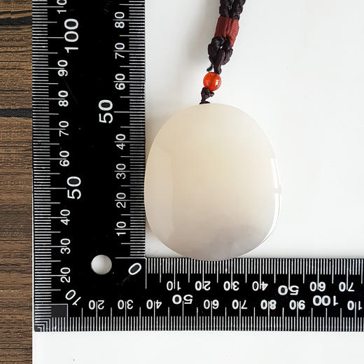 【天然正品】天然青海料细腻油润度佳椭圆平安无事牌藕粉烟紫料和田玉吊坠项链52.4*46.0*14.2MM(皆取最大值) 171225NJS58 商品图3