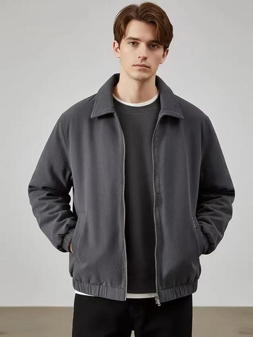 秋冬新款男装潮流时尚百搭翻领拉链夹克棉服宽松长袖棉衣外套 商品图1