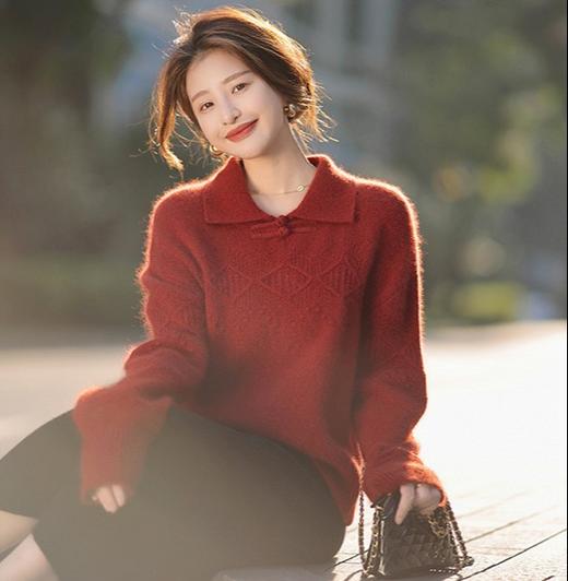 品牌直发 东方美学 新年温婉气质拉满【樱西玛ENXIMANE·新中式国风盘扣绞花毛衣】上身温柔雅致不失时髦感~ 商品图6