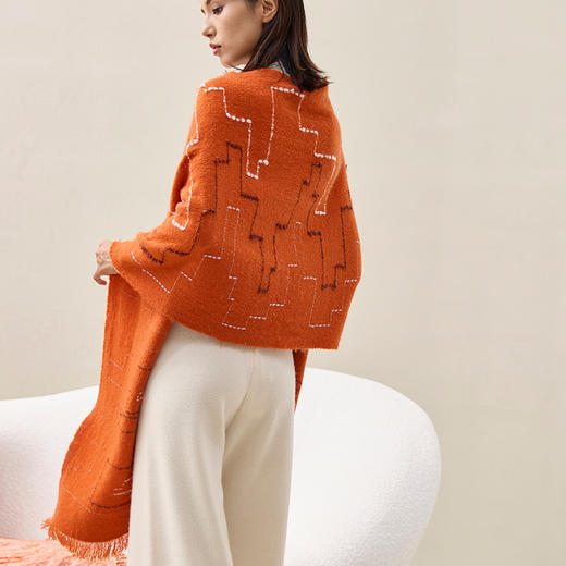 羊绒手工氆氇艺术浮线披肩  SJF97P789N 商品图4