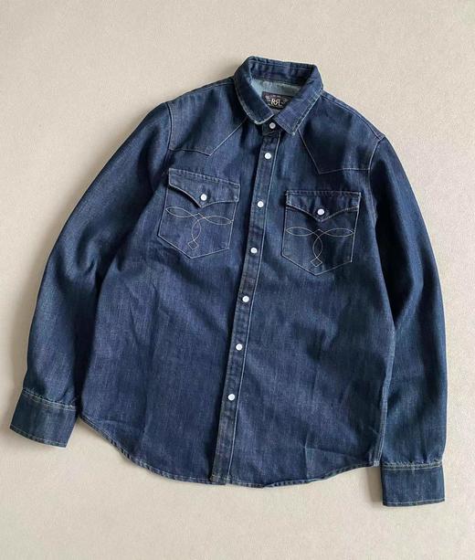 D123008传统美式工装风男士商务休闲牛仔衬衫 商品图6