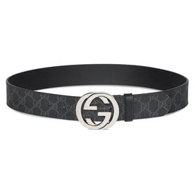 【四】GUCCI 古驰 男士互扣式双G搭扣腰带 黑色 411924 KGDHX 8449