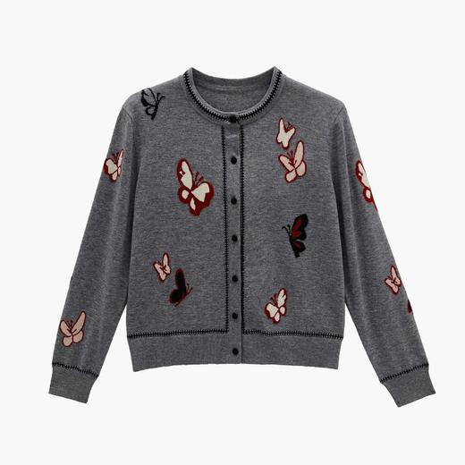 「高货rp」全新升级【铂金会员321/天猫429/差价108】(22346)洛诗琳法式蝴蝶提花撞边针织衫2026春季气质羊毛开衫外套 商品图4