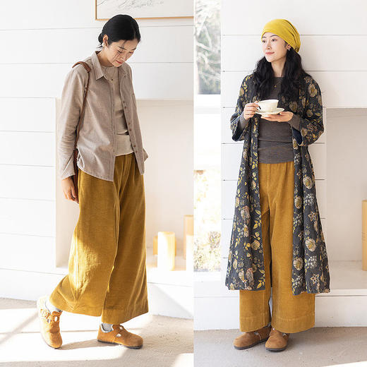 绽放022朵/粗条纯棉灯芯绒帅气阔腿长裤复古百搭直筒加厚休闲裤女 商品图1