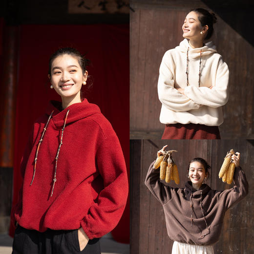 特绽放008朵/节节高升卫衣·节节高棉摇粒绒印花抽绳长袖连帽卫衣 商品图0