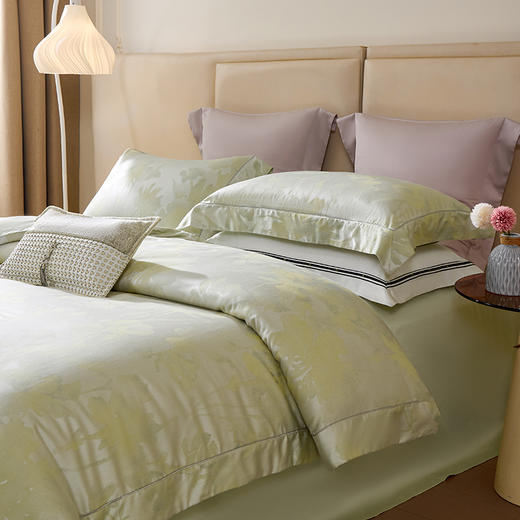 多喜爱 天丝棉色织提花四件套 叶影若梦/水墨汀波【兰精天丝】【阳光好棉】【高密提花】出框&织带工艺 经典手提礼盒 商品图6