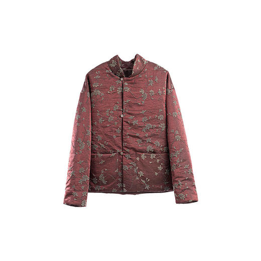 绽放059朵/过年bi备提花红暖棉服·红棕色短款长袖棉衣女冬厚外套 商品图4