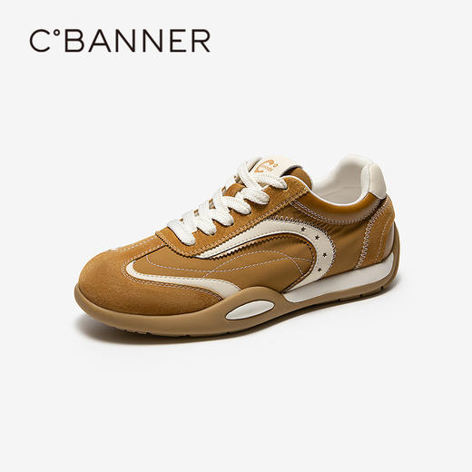 千百度轻便圆头德训鞋女2026春季新款复古平底鞋舒适时尚休闲鞋A26165108 商品图1