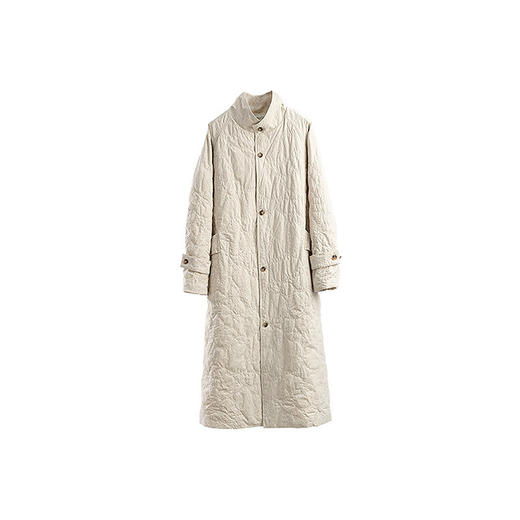 绽放066朵/棉麻提花宽松气质长款风衣外套女中长款棉服插肩袖大衣 商品图4