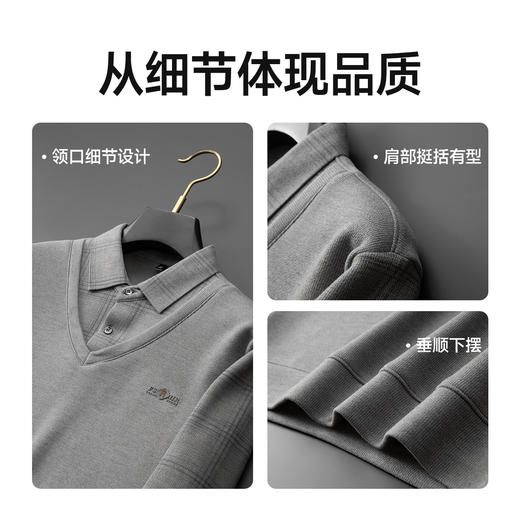 【DPF】大依优型大码加绒加厚长袖假两件Polo衫休闲加肥加大男士胖子大码内搭上衣打底衫 商品图2