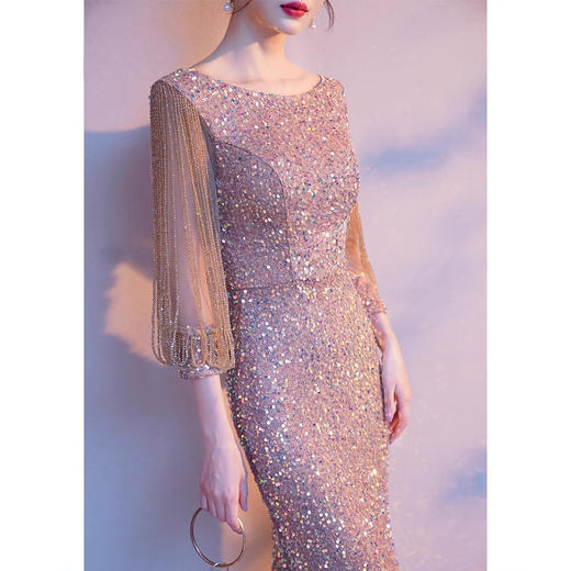 晚礼服高端新款亮片气质轻奢小众高端鱼尾敬酒服 商品图3