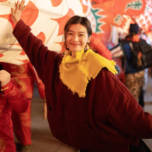 特绽放037朵/故里棉衣·色织亚麻斜襟内拼格纹里布长袖棉服厚外套 商品图0