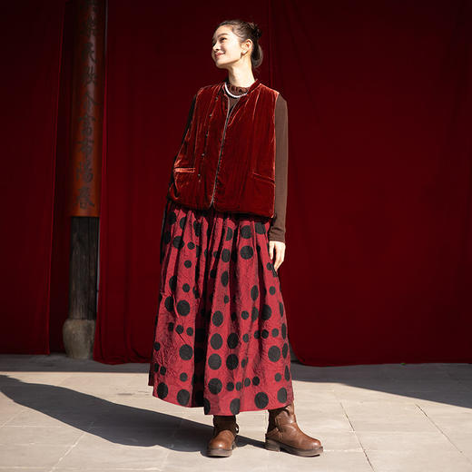 绽放007朵/新中式真丝丝绒绗棉马甲女松弛感百搭气质文艺马夹新款 商品图2