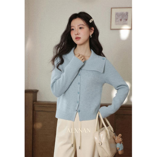 鹿向南「蓝色眼泪」秋冬新款原创设计小众韩系慵懒显白毛衣套装女 商品图0