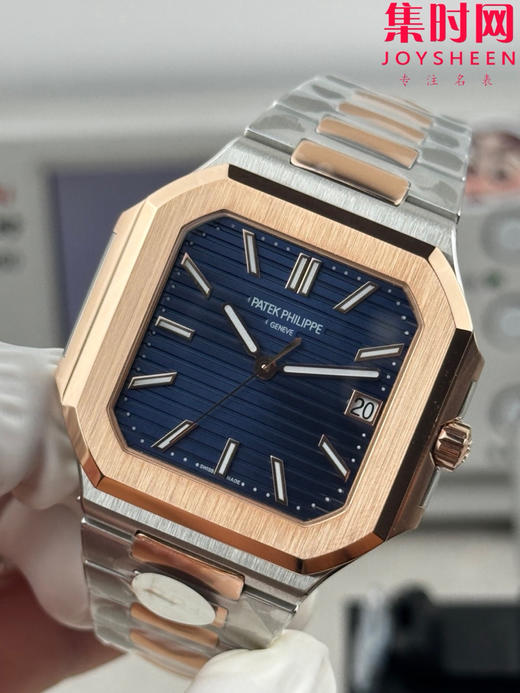 PP+百达翡丽 方形鹦鹉螺 新系列CUBITUS 5821男士腕表 间玫金蓝 商品图4