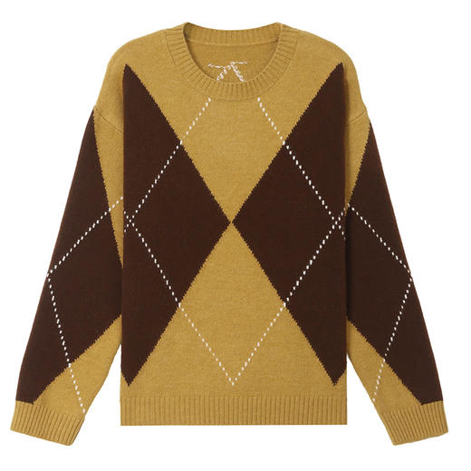 CC菱格针织衫冬装时髦洋气打底衫女大码胖mm遮肚子上衣宽松显瘦毛衣 商品图4