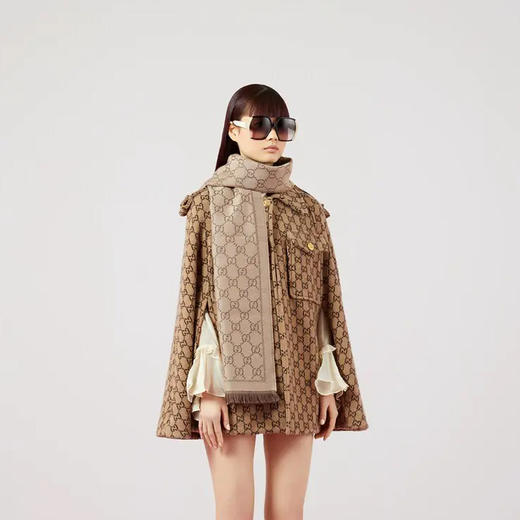 【四】GUCCI 古驰 女士GG提花图案羊毛针织围巾 混色 133483 3G200 2764 商品图2