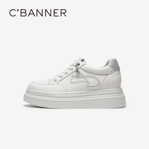 千百度厚底小白鞋女2026春季新款增高休闲板鞋松糕底轻便运动鞋A26180012 商品图2