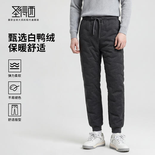 【白鸭绒】圣得西2025年男士冬季休闲松紧长裤柔软舒适保暖羽绒裤 商品图0