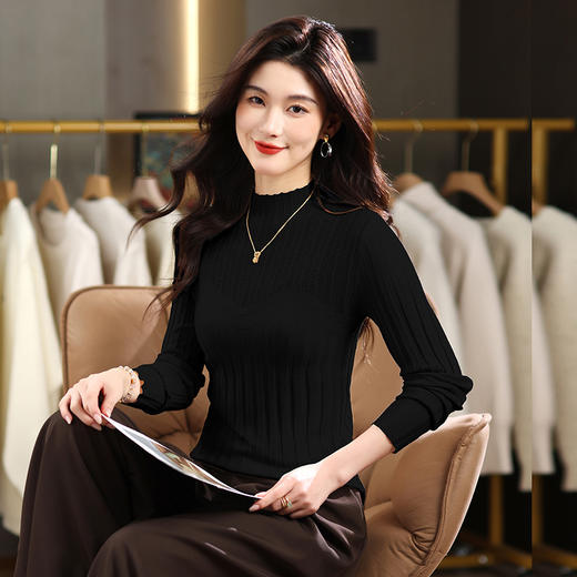 CC内搭上衣修身显瘦洋气百搭半高领打底衫2025新款女装冬装毛衣短款 商品图3