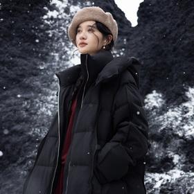 绽放871朵/阿勒泰鹅绒服加厚长款过膝保暖90白鹅绒黑色保暖羽绒服