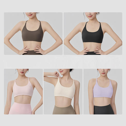 【限时秒】YOGACODE【火树银花系列】细肩带瑜伽内衣女可拆卸胸垫交叉线条美背瑜伽上衣DWC116194 商品图3
