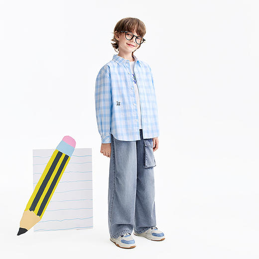 男女童翻领长袖上衣春季新款安奈儿童装EM611590 商品图5