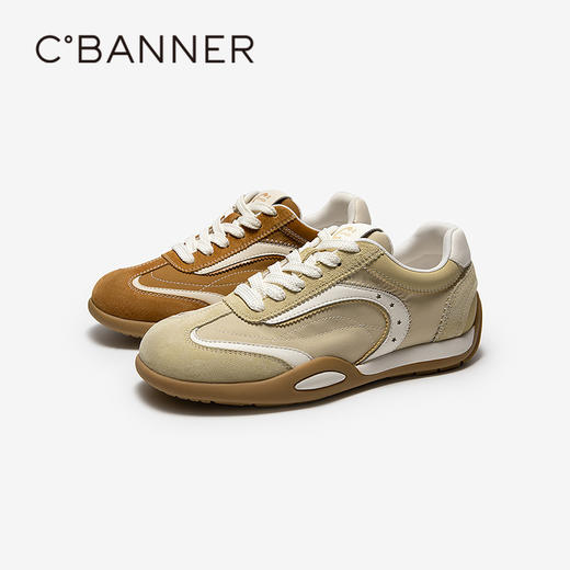 千百度轻便圆头德训鞋女2026春季新款复古平底鞋舒适时尚休闲鞋A26165108 商品图0