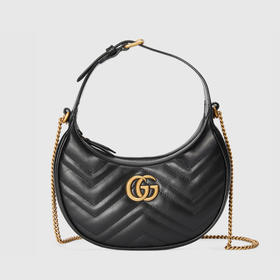 【一】GUCCI 古驰 女士 GG Marmont系列 半月造型迷你手提包 黑色 699514 DTDHT 1000