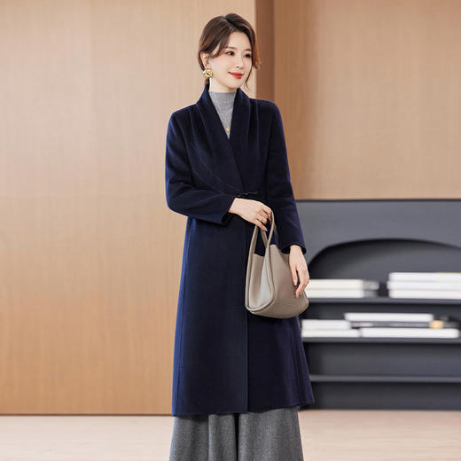 丁摩秋冬新款翻领羊毛双面毛呢大衣宽松高品质气质短款外套ALW5287LN 商品图0