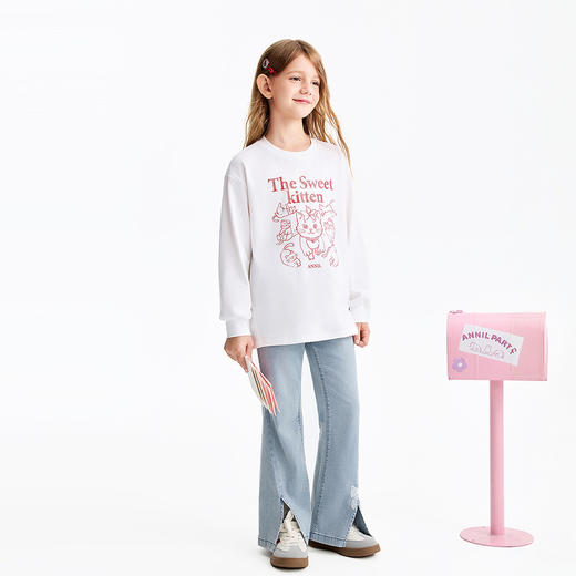 女童圆领长袖针织衫春季新款安奈儿童装EG611585 商品图3