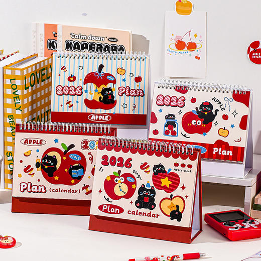 2026苹果小猫计划台历可爱卡通日历实用便携记事简约桌面小摆件 商品图0