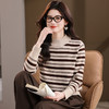 CC半高领条纹毛衣女秋冬季2025新款厚款保暖妈妈打底衫洋气内搭上衣 商品缩略图0