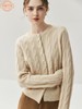 丁摩 珍珠扣山羊绒开衫女纯色麻花百搭毛衣外套秋冬圆领针织衫上衣5ZF-25067 商品缩略图3