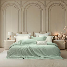 鎏金澳棉四件套 春樱漱雪（奶白绿）