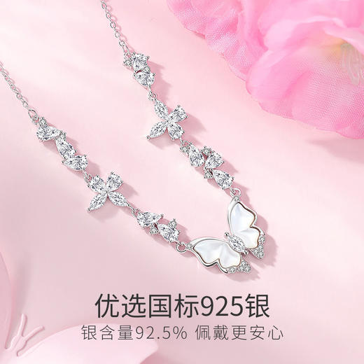 Winy S925 银星落霜蝶项链女 贝壳蝴蝶吊坠 合成立方氧化锆轻奢锁骨链小众设计 商品图3