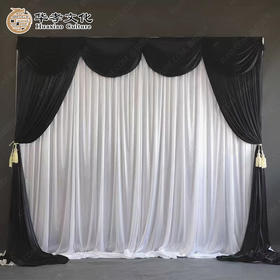 仪式装饰黑白双层背景布+波头