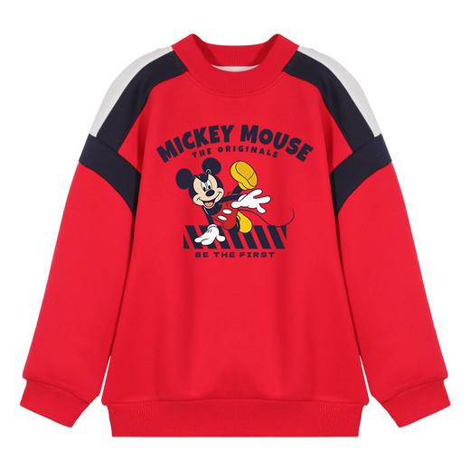 迪士尼男童红色上衣加绒加厚冬季儿童一体绒卫衣男大童拜年服冬装 商品图9